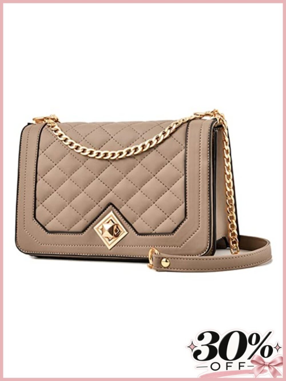Faux Leather Crossbody Bag Small Quilted Satchel Chain Strap Evening Purse